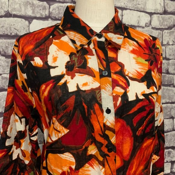 Chico's 3/4 Sleeve Multicolored Blouse Size L - Picture 2 of 10